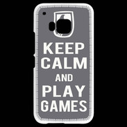 Coque HTC One M9 Keep Calm Play games Gris