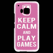 Coque HTC One M9 Keep Calm Play games Rose