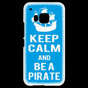 Coque HTC One M9 Keep Calm Be a Pirate Cyan