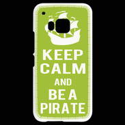 Coque HTC One M9 Keep Calm Be a Pirate Vert pomme