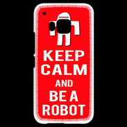 Coque HTC One M9 Keep Calm Be a Robot Rouge