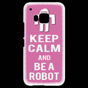 Coque HTC One M9 Keep Calm Be a Robot Rose