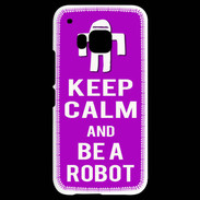 Coque HTC One M9 Keep Calm Be a Robot Violet