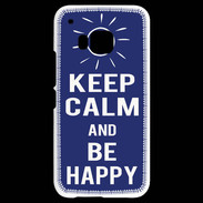 Coque HTC One M9 Keep Calm Be Happy Bleu
