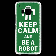 Coque HTC One M9 Keep Calm Be a Robot Vert