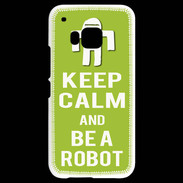 Coque HTC One M9 Keep Calm Be a Robot Vert pomme