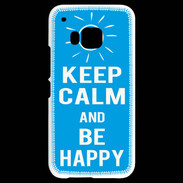 Coque HTC One M9 Keep Calm Be Happy Cyan