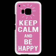 Coque HTC One M9 Keep Calm Be Happy Rose