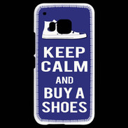 Coque HTC One M9 Keep Calm Buy Shoes Bleu