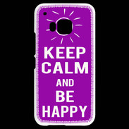 Coque HTC One M9 Keep Calm Be Happy Violet