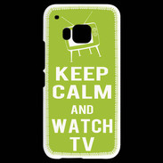 Coque HTC One M9 Keep Calm Watch TV Vert pomme