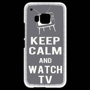Coque HTC One M9 Keep Calm Watch TV Gris