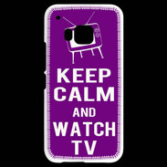 Coque HTC One M9 Keep Calm Watch TV Violet