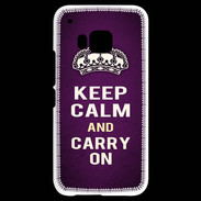 Coque HTC One M9 Keep Calm and Carry on Violet