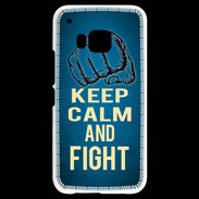 Coque HTC One M9 Keep Calm and Fight Bleu