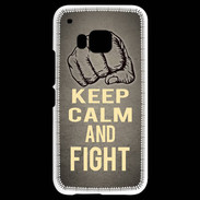 Coque HTC One M9 Keep Calm and Fight Gris