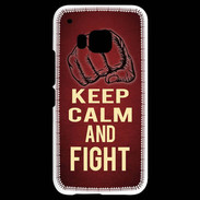 Coque HTC One M9 Keep Calm and Fight Rouge
