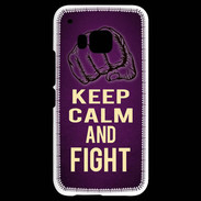 Coque HTC One M9 Keep Calm and Fight Violet