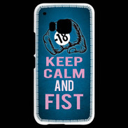 Coque HTC One M9 Keep Calm and Fist BLeu