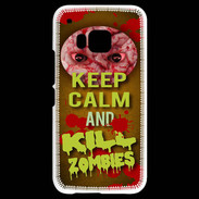 Coque HTC One M9 Keep Calm and Kill Zombies Orange