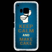 Coque HTC One M9 Keep Calm and Make cake Bleu
