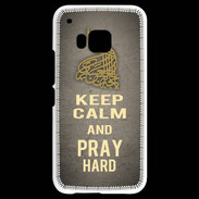 Coque HTC One M9 Keep Calm and Pray Muslim Gris