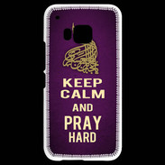 Coque HTC One M9 Keep Calm and Pray Muslim Violet