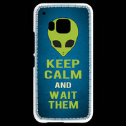 Coque HTC One M9 Keep Calm and Wait Alien Bleu