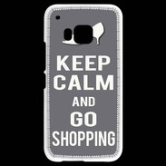 Coque HTC One M9 Keep Calm Go Shopping Gris