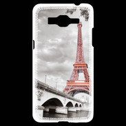 Coque Samsung Grand Prime 4G Tour Eiffel rouge sur fond en noir et blanc