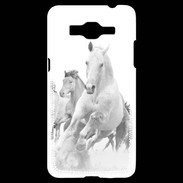 Coque Samsung Grand Prime 4G Chevaux en noir et blanc