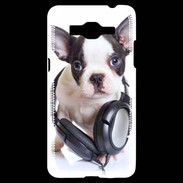 Coque Samsung Grand Prime 4G Bulldog français avec casque de musique