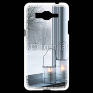 Coque Samsung Grand Prime 4G paysage hiver deux lanternes