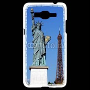 Coque Samsung Grand Prime 4G Statue de la liberté et tour Eiffel