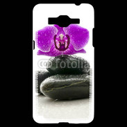 Coque Samsung Grand Prime 4G Orchidée violette sur galet noir