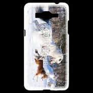 Coque Samsung Grand Prime 4G Cheval et chien dans la neige