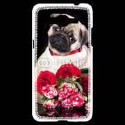 Coque Samsung Grand Prime 4G Chiot et fleurs rouges