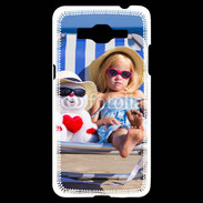 Coque Samsung Grand Prime 4G Petite fille avec bonhomme de neige a la plage