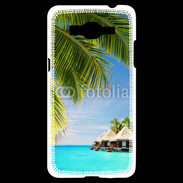 Coque Samsung Grand Prime 4G Palmier et bungalow dans l'océan indien
