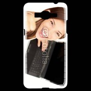 Coque Samsung Grand Prime 4G Femme souriante ordinateur