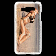 Coque Samsung Grand Prime 4G Femme brune en bikini à la plage