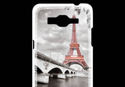 Coque Samsung Grand Prime 4G Tour Eiffel rouge sur fond en noir et blanc