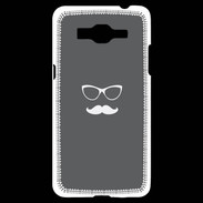 Coque Samsung Grand Prime 4G moustache gris & blanc