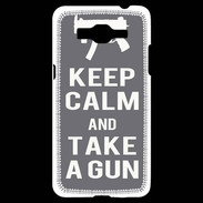 Coque Samsung Grand Prime 4G Keep Calm Take a gun Gris
