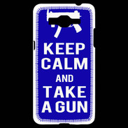 Coque Samsung Grand Prime 4G Keep Calm Take a gun Bleu