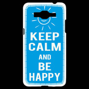 Coque Samsung Grand Prime 4G Keep Calm Be Happy Cyan