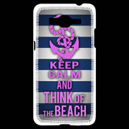 Coque Samsung Grand Prime 4G Keep Calm and Think Beach Bleu