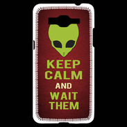 Coque Samsung Grand Prime 4G Keep Calm and Wait Alien Rouge