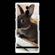 Coque Sony Xperia P Lapin nair noir et gris 75