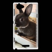 Coque Sony Xperia L Lapin nair noir et gris 75